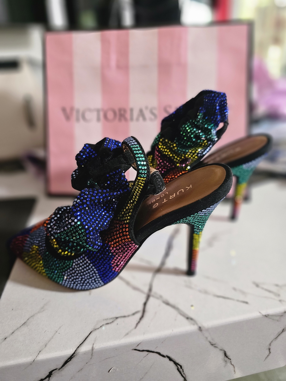 Kurt Geiger Multicolor Crystal Ruffle Stiletto Mule